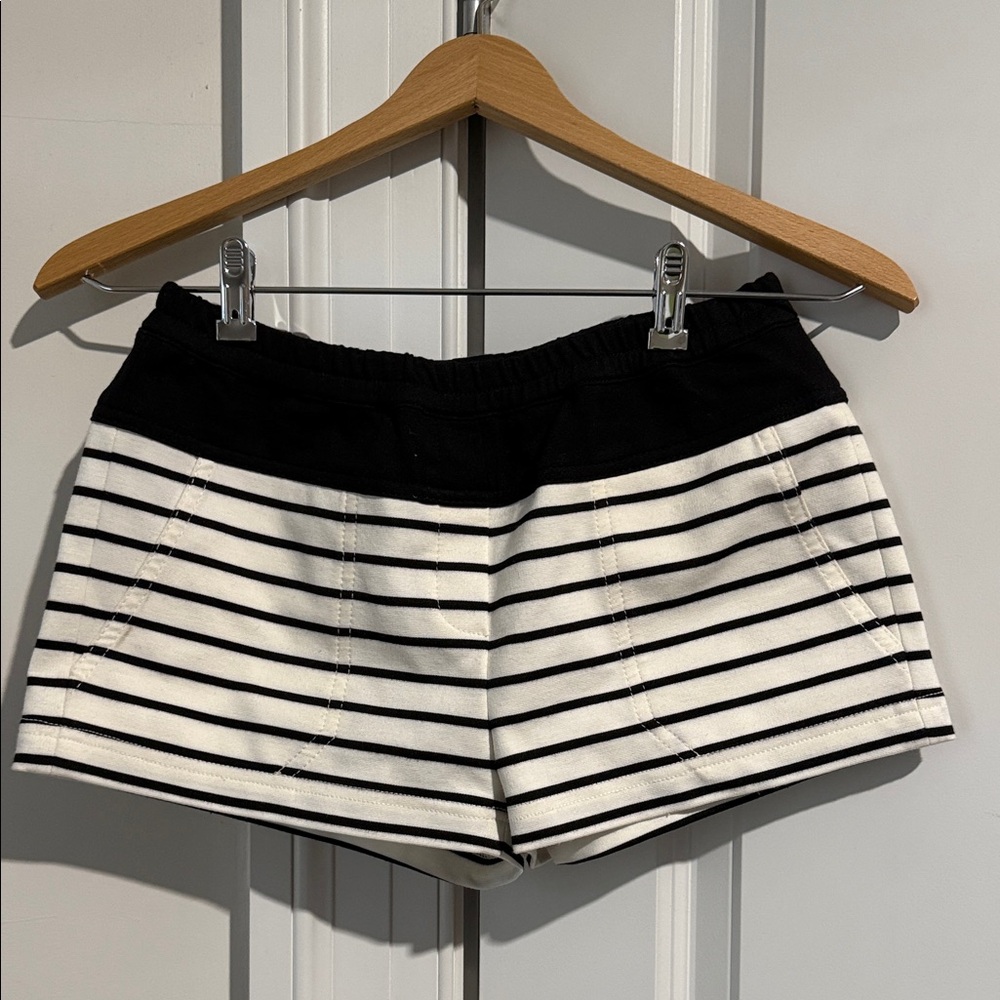 BCBGMaxAzria “Teagan” Pull-On Striped Shorts - Black and White